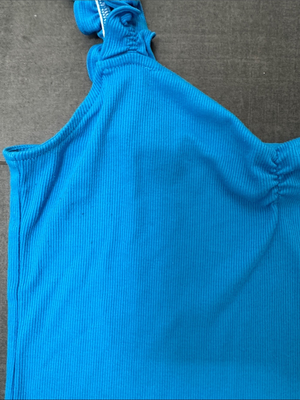 bp Electric Blue Ruffle-Strap Ribbed Camisole - Picture 4 of 5